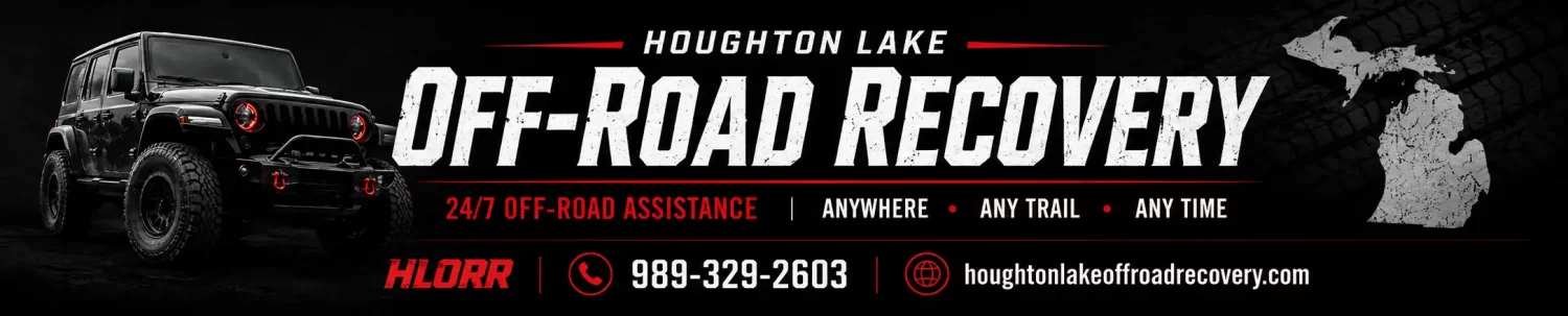 Houghton Lake Off-Road Recovery banner for off-road vehicle recovery services in Northern Michigan